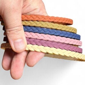 Lot of Six Plastic Pastel Braided Headbands